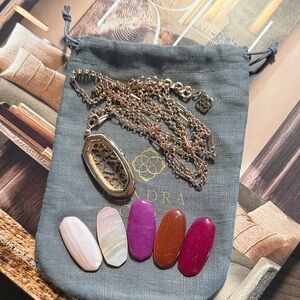 Kendra Scott Color Bar Ella Locket Rose Gold Necklace with 5 Stones